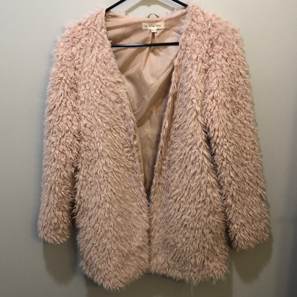 Pink fur coat